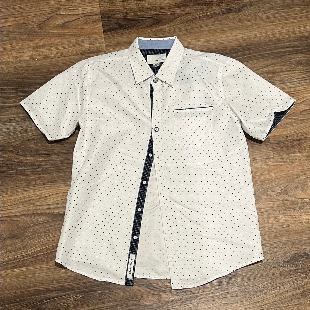 Kids' White Polka Dot Button Down Shirt